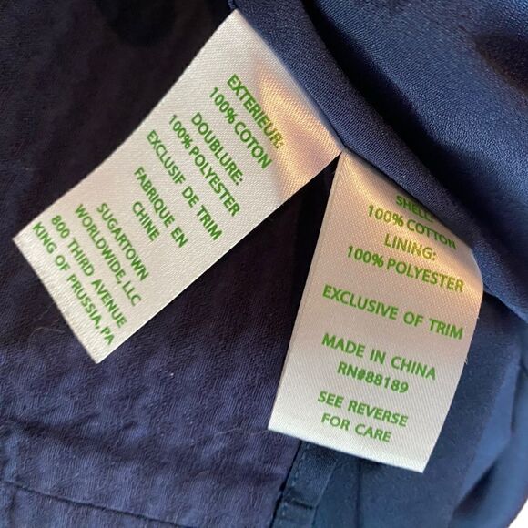 Lilly Pulitzer Sz 00 Navy Blue Gold Embroidery Trista Shift Lace-Up Dress - Picture 6 of 8